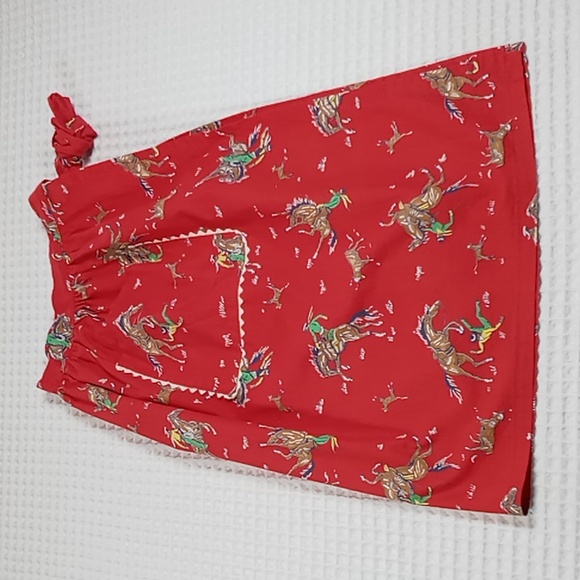 Vintage 50's Red Bronco Bustin' Western Theme Women's Half Apron MCM - Picture 12 of 14